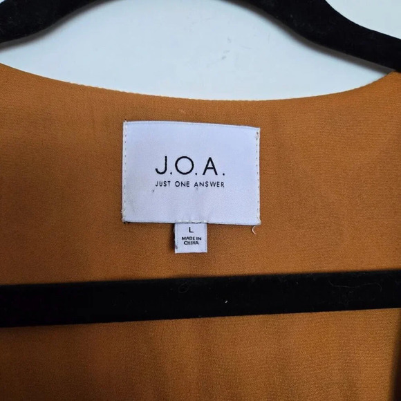 Anthropologie J.O.A. Dotted + Spotted Wrap Mini Dress Brown Multi Size L - Picture 8 of 15